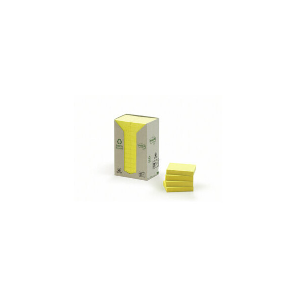 4054596723016 - Post-it Haftnotizen PEFC zertifiziert Recycelt 100% 51 x 38 mm Kanariengelb 24 Blöcke à 100 Blatt