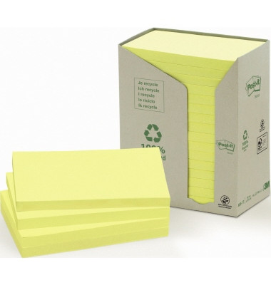 Haftnotiz Recycling Notes Tower 127 x 76 mm (B x H) gelb 100 Bl./Block 16 Block/Pack.