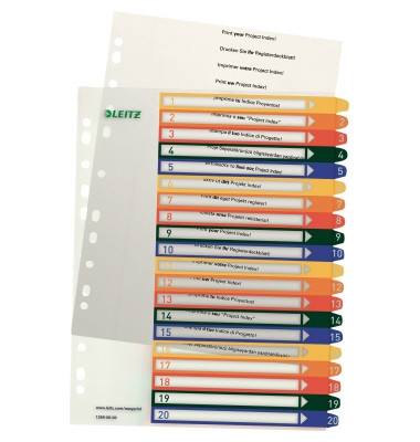 Kunststoffregister 1296-00-00 1-20 A4+ 0,3mm farbige Taben 20-teilig