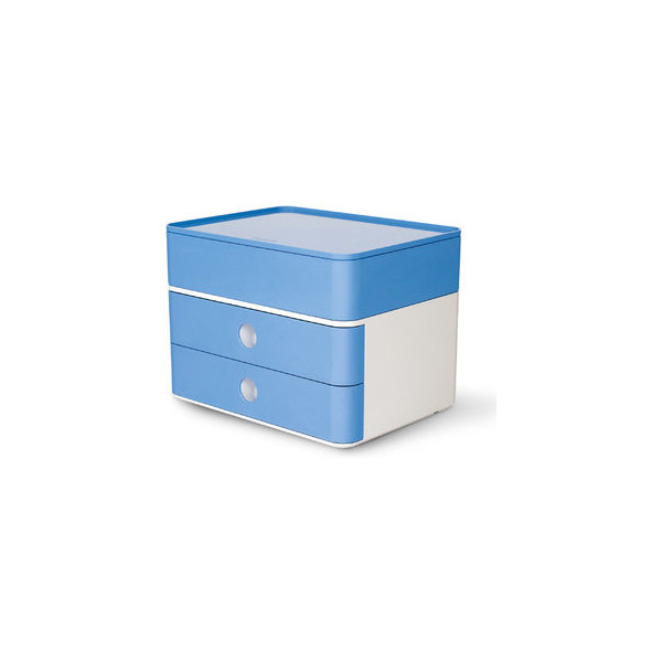 4012473110083 - Schubladenbox Smart-Box Plus Allison 1100-84 SnowWhite SkyBlue 2 Schubladen geschlossen mit Utensilienbox 4012473110083 HAN