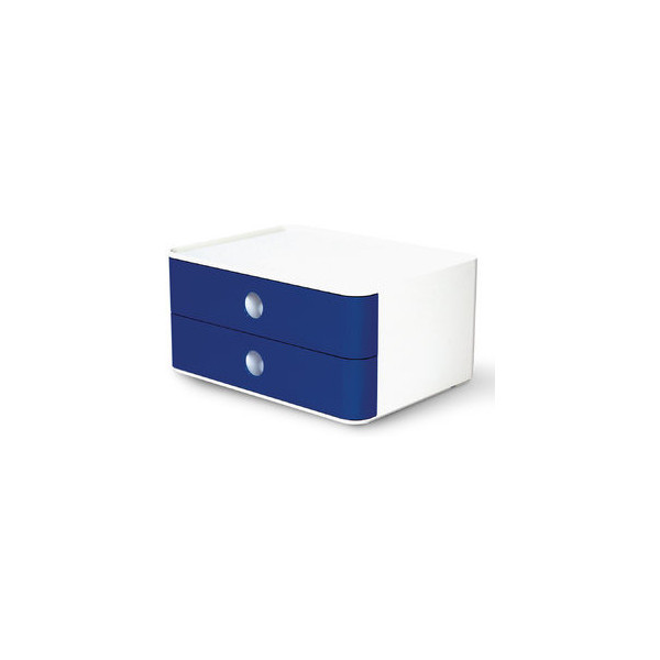 4012473112025 - Schubladenbox Allison Smart-Box 2 Schübe mit Trennwänden Kabelhalter stapelbar ABS-Kunststoff royal-blau