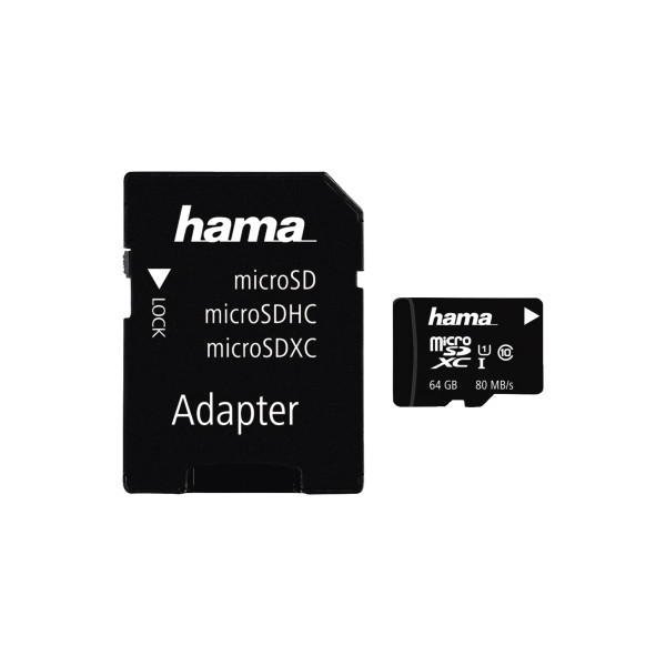 4047443300430 - Speicherkarte 00124140 Micro-SDXC mit SD-Adapter Class 10 bis 80 MB s 64 GB 4047443300430 Hama