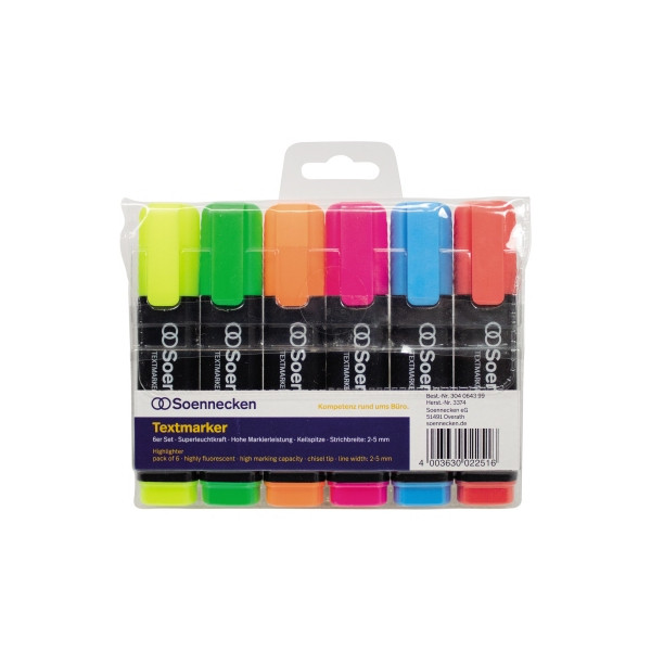 4003630022516 - Textmarker 3374 Etui 6-farbig sortiert 2-5mm Keilspitze 4003630022516 6 Stück