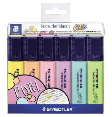 Textmarker colors, 364 CWP6, Etui, 6-farbig sortiert, 1-5mm Keilspitze