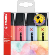 Textmarker BOSS ORIGINAL Pastel, 70/4-3, Etui, 4-farbig sortiert, 2-5mm Keilspitze