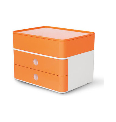 Schubladenbox Smart-Box Plus Allison 1100-81 SnowWhite/ApricotOrange 2 Schubladen geschlossen mit Utensilienbox