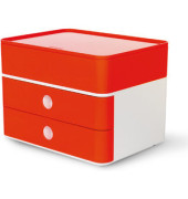 Schubladenbox Smart-Box Plus Allison 1100-17 SnowWhite/CherryRed 2 Schubladen geschlossen mit Utensilienbox
