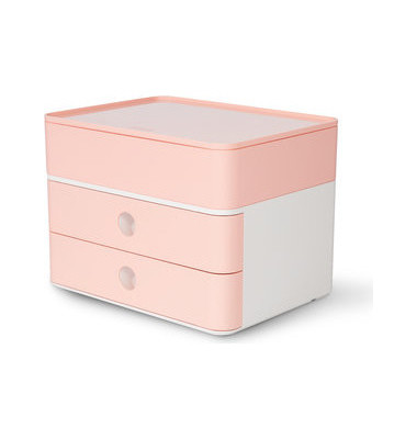Schubladenbox Smart-Box Plus Allison 1100-86 SnowWhite/FlamingoRose 2 Schubladen geschlossen mit Utensilienbox