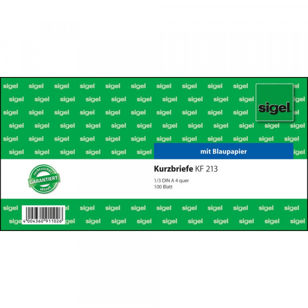 Sigel Kurzmitteilung Kurzbrief Kf213 100 Blatt 1 3 A4 Quer Mit Blaupapier Burobedarf Thuringen