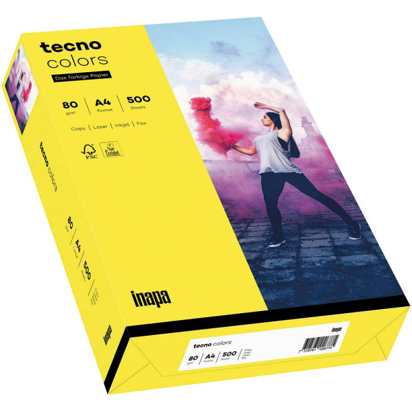 4011211076315 - Farbiges Kopierpapier tecno colors DIN A4 80 g m² gelb 1 Paket = 500 Blatt