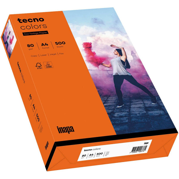 4011211076797 - Farbiges Kopierpapier tecno colors DIN A4 80 g m² intensivorange 1 Paket = 500 Blatt