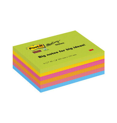 Haftnotiz Super Sticky Meeting Notes, 203x153mm, 6farbig sortiert