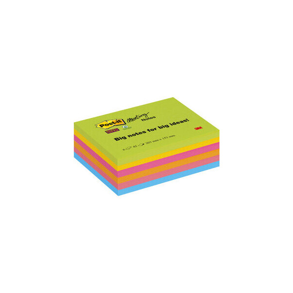 4054596856677 - 2 + 1 GRATIS Super Sticky Meeting Notes Haftnotizen extrastark farbsortiert 2x 6 Blöcke + GRATIS 1x 6 Blöcke