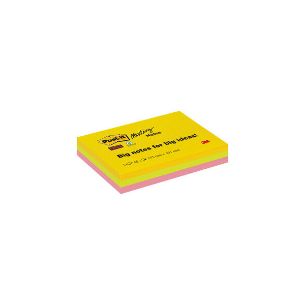 4054596856707 - Post-it Super Sticky Haftnotizen 152 x 101 mm Farbig Sortiert Packung mit 3 Blöcken à 45 Blatt