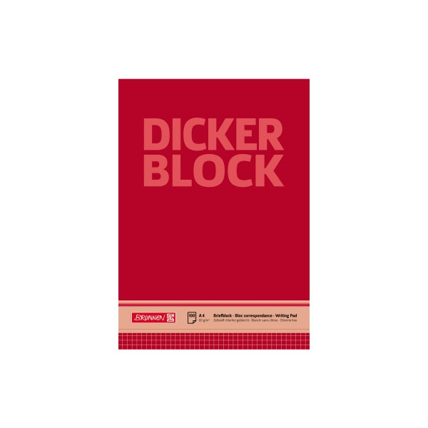 4003273042278 - - Briefblock din A4 kariert 60g m² rot weiß Dicker Block 100 Bl