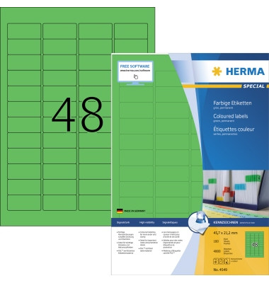 Etikett 4549 45,7x21,2mm A4 grün