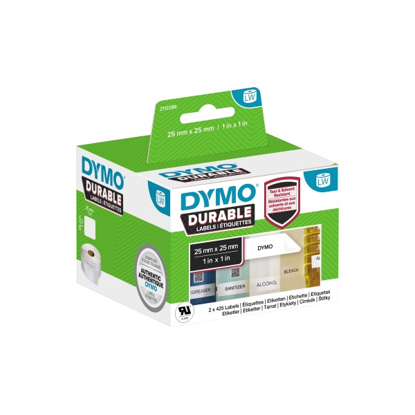 3026981122866 - DYMO Original LabelWriter Hochleistungs-Etiketten | 25 mm x 25 mm | weißes Kunststoff-Etikett | Rolle mit 1700 Etiketten | für LabelWriter-Beschriftungsgerät