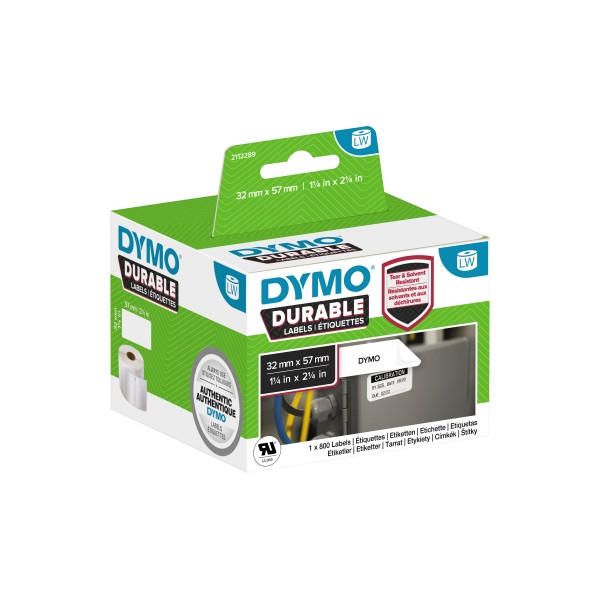 3026981122897 - DYMO Original LabelWriter Hochleistungs-Etiketten | 32 mm x 57 mm | weißes Kunststoff-Etikett | Rolle mit 800 Etiketten | für LabelWriter-Beschriftungsgerät