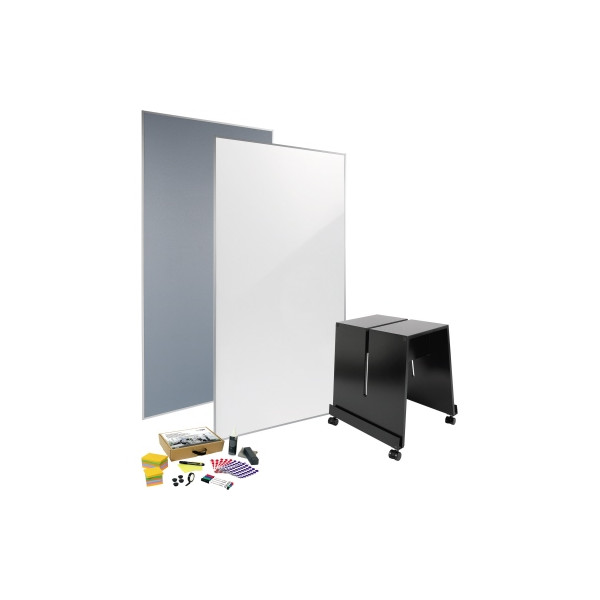 4004360812675 - Whiteboard Pinboard Set sigel MUB01 4-teilig je 1 x Whiteboard & Pinboard B 900 x H 1800 mm 1 x mobiler Ständer & Toolkit