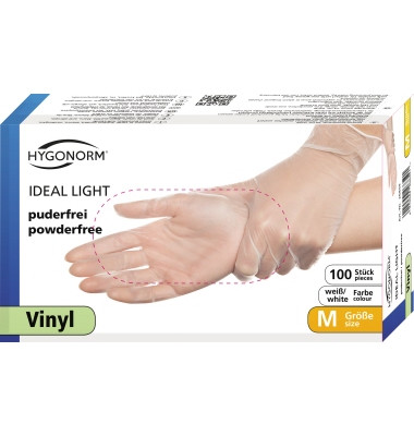 Einmalhandschuhe Hygonorm Ideal Light 26859 Lebensmittelecht transparent Größe M/8 Vinyl