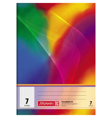 Schulheft 10-4590702, Lineatur 7 / kariert, A5, 80g, regenbogen, 16 Blatt / 32 Seiten