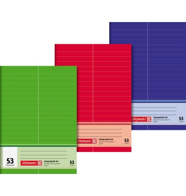 Vokabelheft 10-46925, Lineatur 53 / liniert / 2 Spalten, A6, 70g, farbig sortiert, 32 Blatt / 64 Seiten