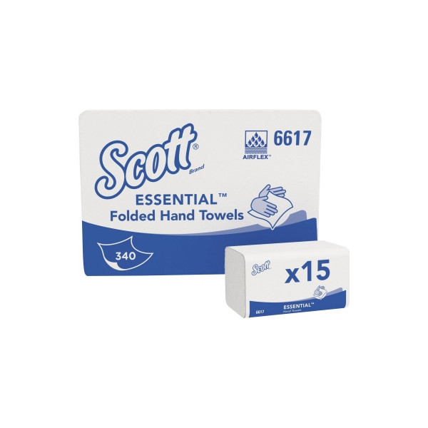 5027375051982 - Scott® Interfold Papierhandtücher Essential 6617 1-lagig 15 Päckchen á 340 Tücher weiß