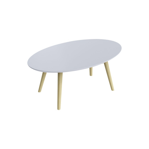 3660141226188 - Beistelltisch SCANDI oval 4-Fuß Gestell aus Massivholz B 850 x T 500 x H 350 mm weiß  Buche