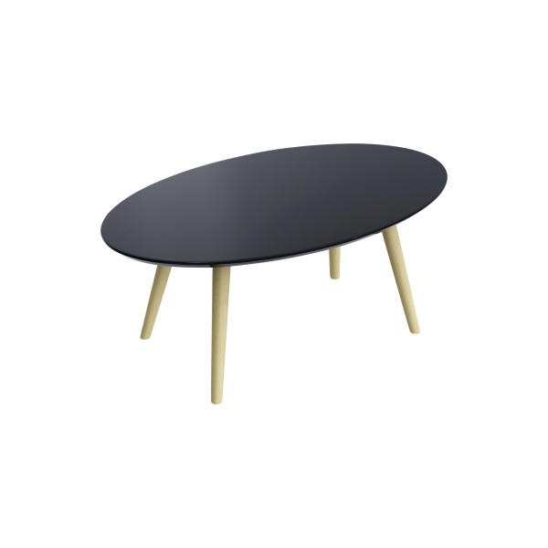 3660141226195 - Beistelltisch SCANDI oval 4-Fuß Gestell aus Massivholz B 850 x T 500 x H 350 mm schwarz Buche