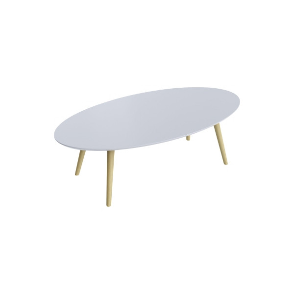 3660141226225 - Beistelltisch SCANDI oval 4-Fuß Gestell aus Massivholz B 1150 x T 600 x H 350 mm weiß Buche