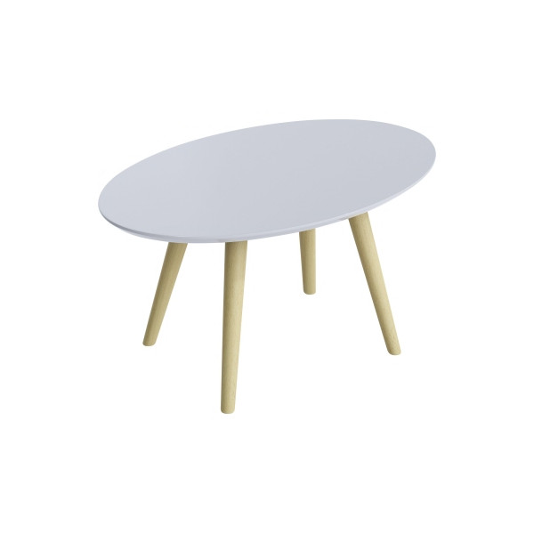 3660141226355 - Beistelltisch SCANDI oval 4-Fuß Gestell aus Massivholz B 650 x T 400 x H 350 mm weiß  Buche