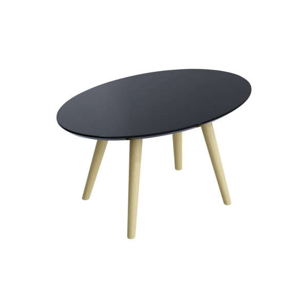 3660141226171 - Beistelltisch SCANDI oval 4-Fuß Gestell aus Massivholz B 650 x T 400 x H 350 mm schwarz Buche