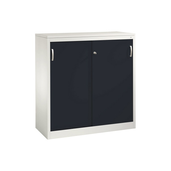 4053597273018 - C+P Sideboard mit Schiebetüren Acurado H1200xB1200xT500mm Korpus Lichtgrau Fronten Schwarzgrau Anzahl Fächer 2