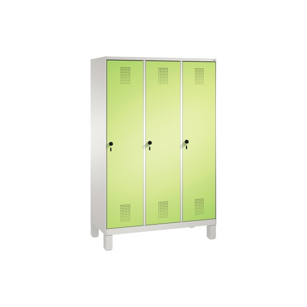 4056211616338 - EVOLO Garderobenschrank mit Füßen 3 Abteile Abteilbreite 400 mm lichtgrau   viridingrün