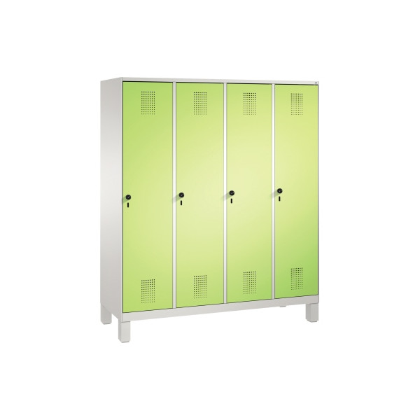 4059096691797 - EVOLO Garderobenschrank mit Füßen 4 Abteile Abteilbreite 400 mm lichtgrau   viridingrün