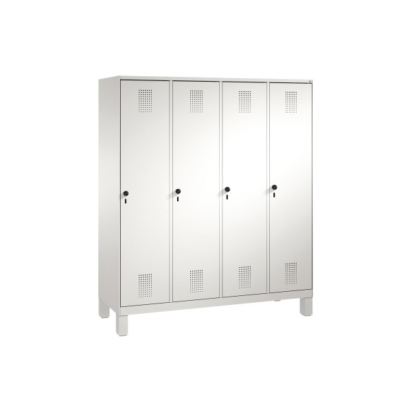 4054421857909 - EVOLO Garderobenschrank mit Füßen 4 Abteile Abteilbreite 400 mm lichtgrau