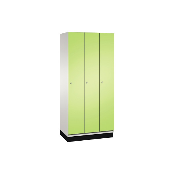 4059369447212 - CAMBIO Garderobenschrank mit Stahlblech-Türen 3 Abteile Breite 900 mm Korpus lichtgrau   Tür viridingrün