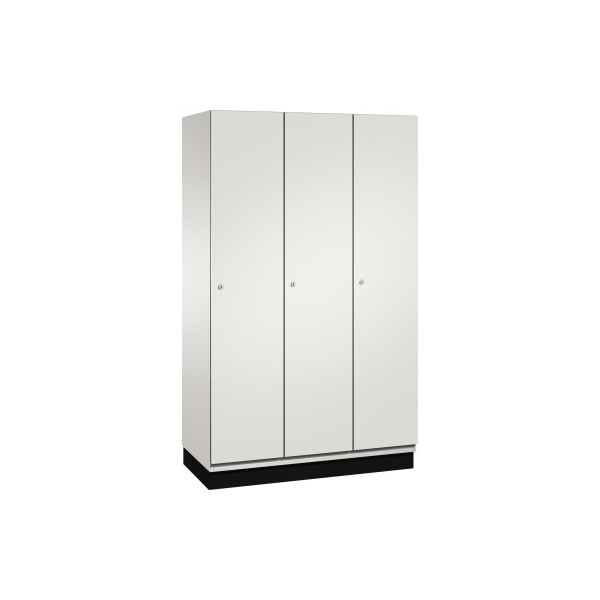 4059369447427 - CAMBIO Garderobenschrank mit Stahlblech-Türen 3 Abteile Breite 1200 mm Korpus lichtgrau   Tür lichtgrau