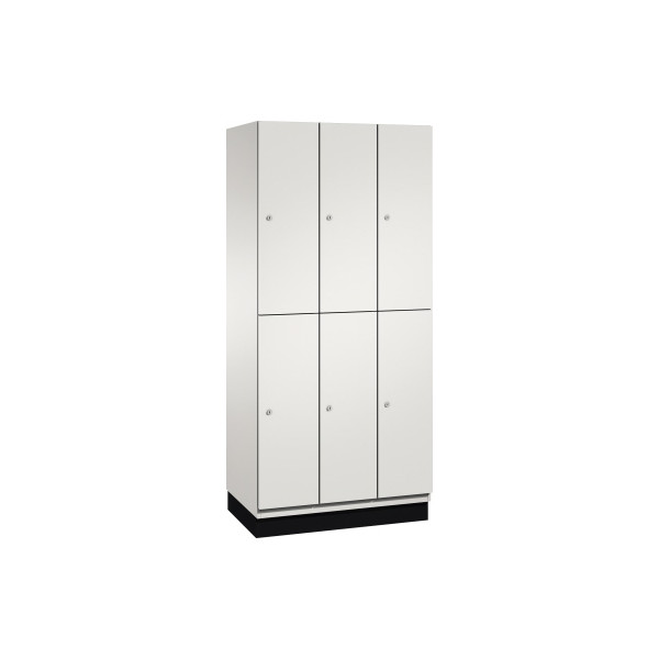 4059369448110 - CAMBIO Fächerschrank mit Garderobenstange 6 Fächer Korpus lichtgrau   Tür lichtgrau Breite 900 mm