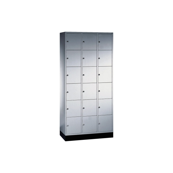 4025314727241 - INTRO Stahl-Schließfachschrank Fachhöhe 285 mm BxT 920 x 500 mm 18 Fächer Korpus lichtgrau Türen lichtgrau