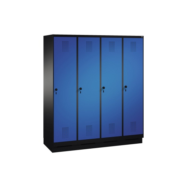 4056211245132 - EVOLO Garderobenschrank mit Sockel 4 Abteile Abteilbreite 400 mm schwarzgrau   enzianblau