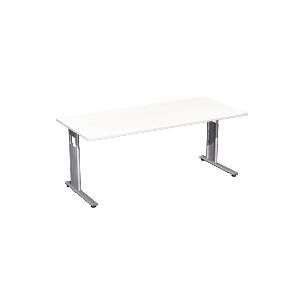 4038933479828 - Schreibtisch C-Fuß Flex S-617146-WS höhenverstellbar 68-82cm (H) rechteckig weiß   Silber 4038933479828 Geramöbel