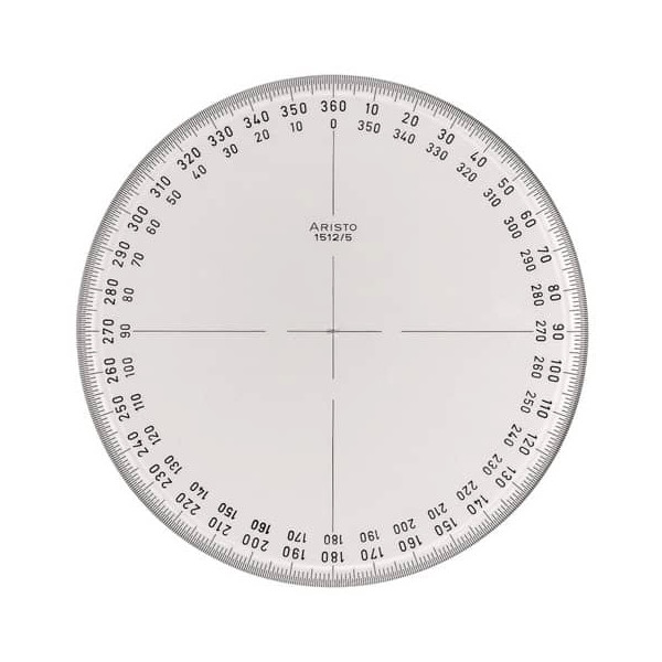 9003182151257 - Kunststoff-Winkelmesser 360°- Vollkreis 1512 5 transparent Ø 12cm 9003182151257 Aristo