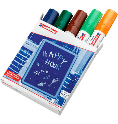 Kreidemarker 4090, 4090-099, Pack, blau/grün/braun/neonorange/neongrün, 4-15mm Keilspitze