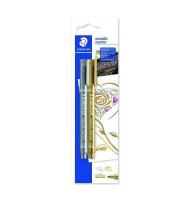 Lackmarker 8323, 8323-S BK2, Pack, gold/silber, 1-2mm Rundspitze