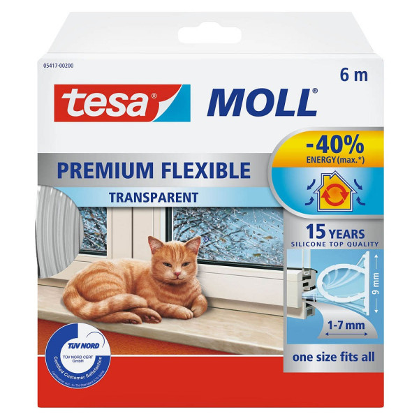 4042448920959 - tesa tesamoll® Premium Flexible Fenster-Dichtungsband transparent 90 mm x 60 m 1 Rolle