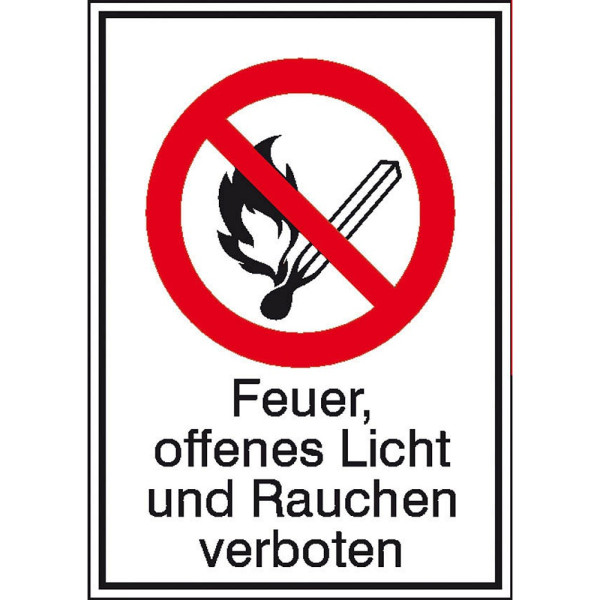 4044589025005 - Verbotsaufkleber Schild FeuofLichuRauverb 131 cm x 185 cm Feuer offenes Licht und Rauchen verbot