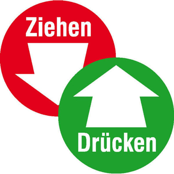 4044589124739 - Hinweisaufkleber Schild Drücken Ziehen mit Pf 10 cm Drücken Ziehen mit Pfeil