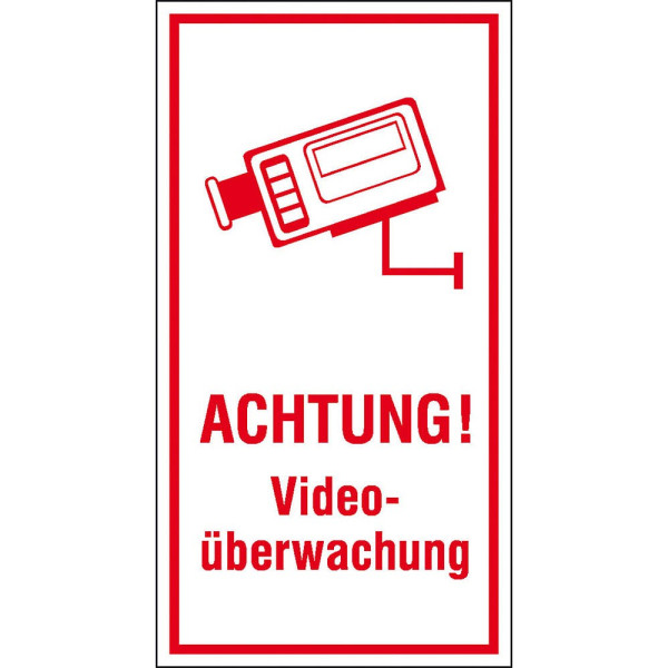 4044589355362 - Hinweisaufkleber Schild Achtu Videoüberwachung 8 cm x 15 cm Achtung! Videoüberwachung