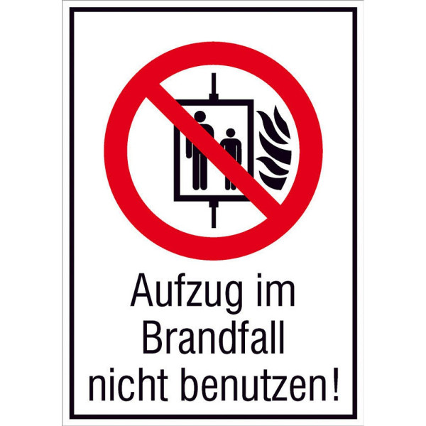 4044589369178 - Verbotsaufkleber Schild AufziBrandfnbenutz 131 cm x 185 cm Aufzug im Brandfall nicht benutzen